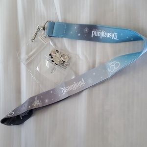 Disneyland Lanyard w/ Disney 100 Mickey & Minnie Pin, New